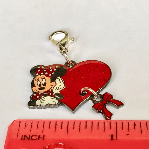 Vintage Disney Minnie Mouse Heart Purse Charm Clip On Zipper Pull Bag Signed - Picture 7 of 8
